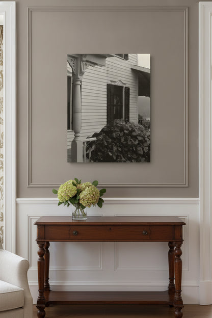 House and Grape Leaves — framed art in a styled interior