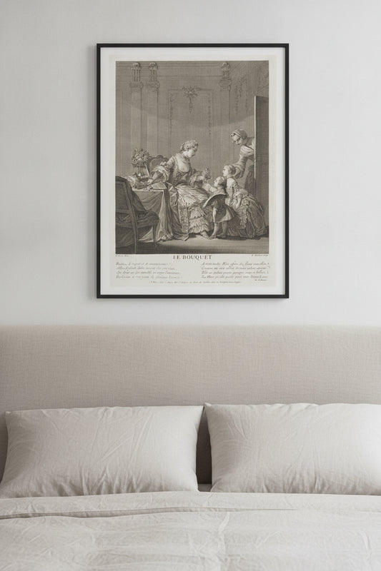 Le bouquet — framed art in a styled interior