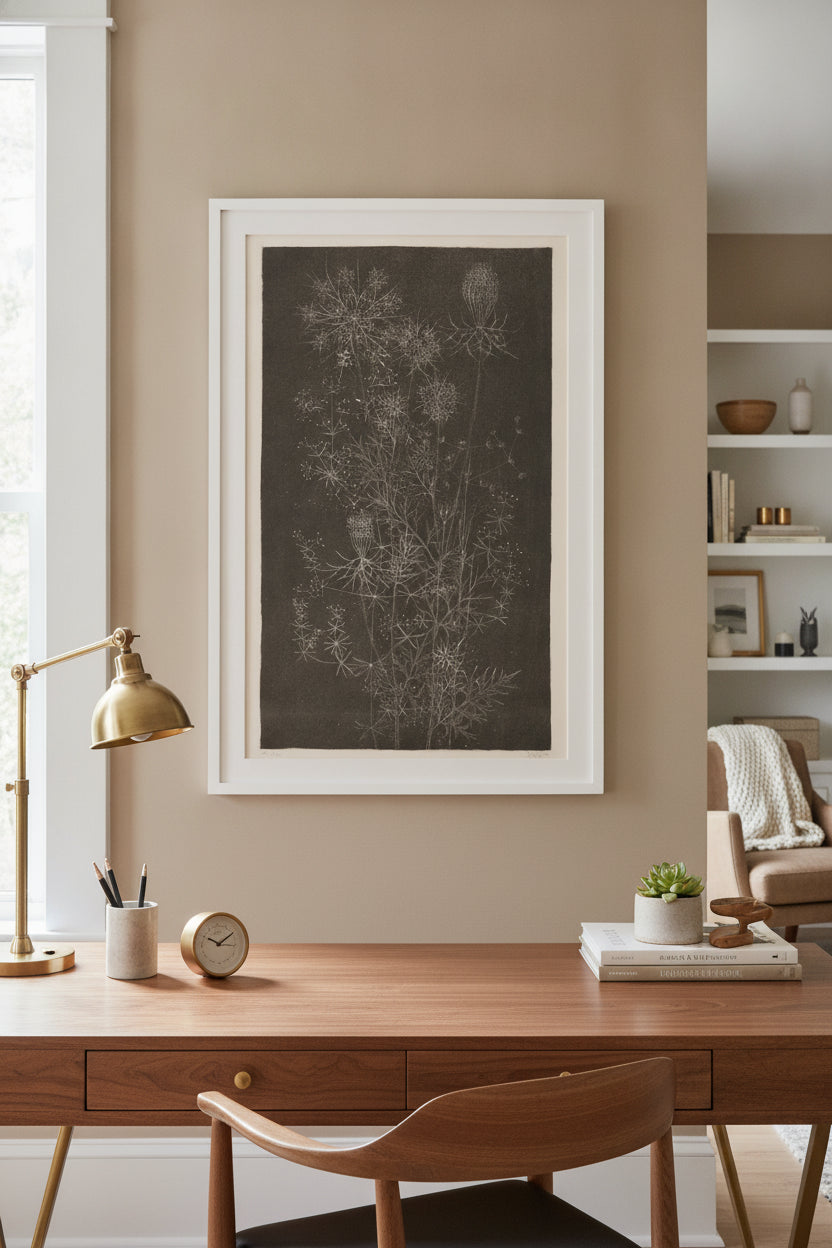 Flowers and Grasses — framed art in a styled interior