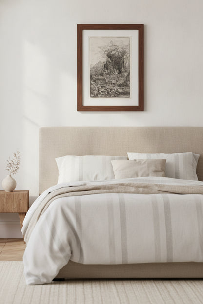 Landscape with a Water Mill — framed art in a styled interior