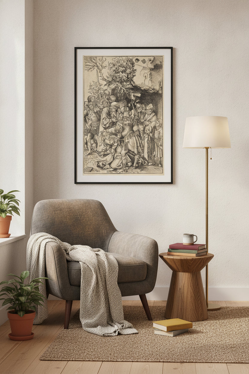 The Martyrdom of Saint Barbara — framed art in a styled interior