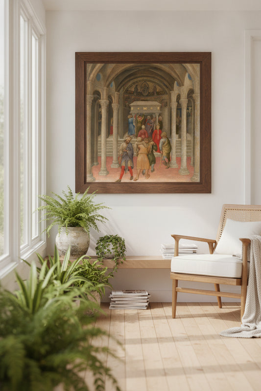 The Crippled and Sick Cured at the Tomb of Saint Nicholas — framed art in a styled interior