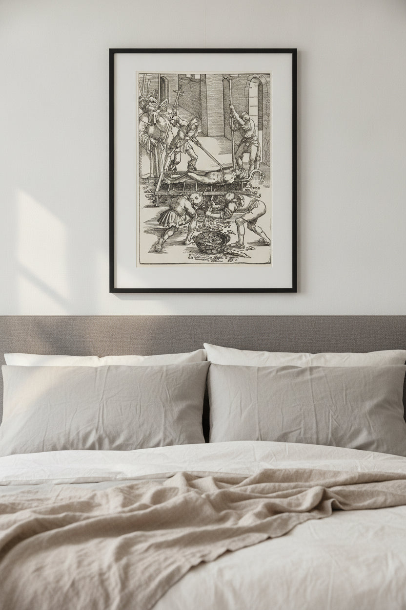 Martyrdom of Saint Lawrence — framed art in a styled interior