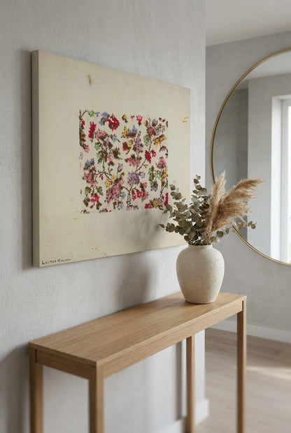 Flowered Challis Gown — framed art in a styled interior
