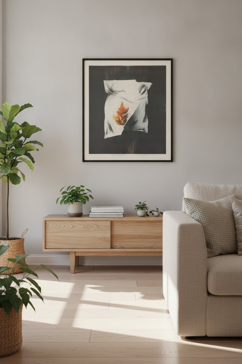 White Still Life — framed art in a styled interior