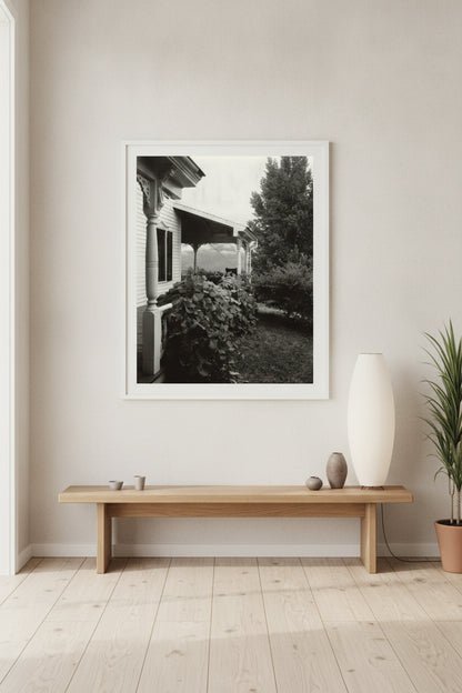 House and Grape Leaves — framed art in a styled interior