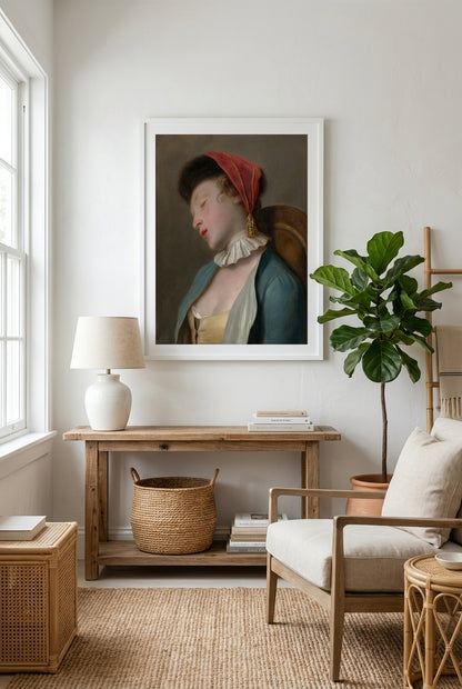 A Sleeping Girl — framed art in a styled interior