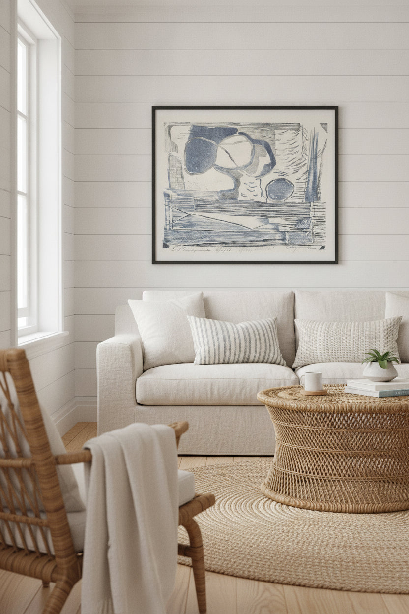 Grey Still Life — framed art in a styled interior