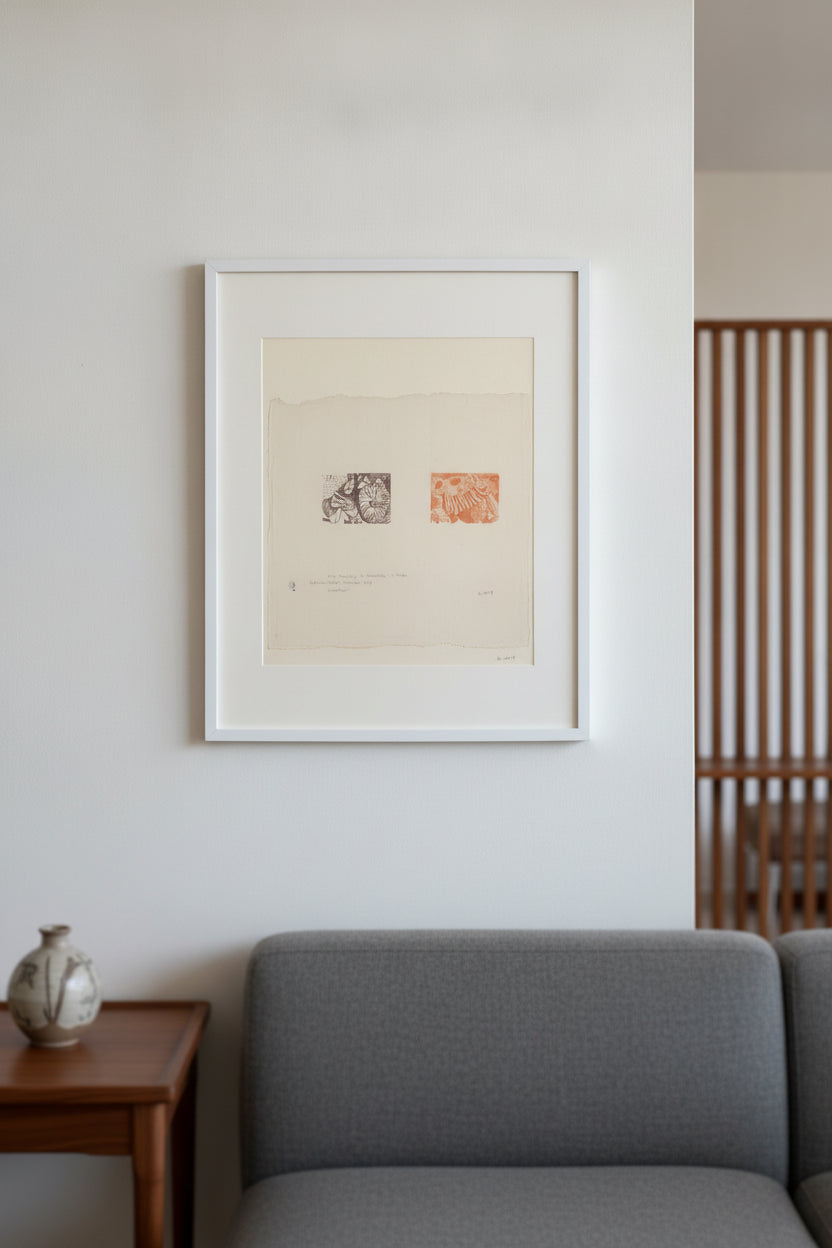 Der Herbstblatter [left half] — framed art in a styled interior