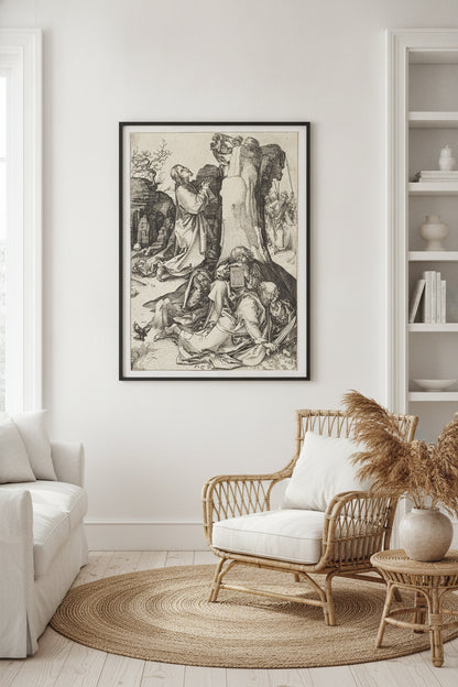 The Agony in the Garden — framed art in a styled interior