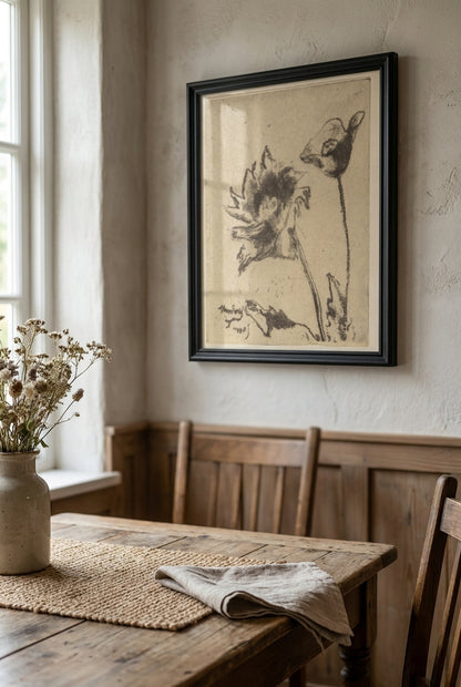 Two Flowers — framed art in a styled interior