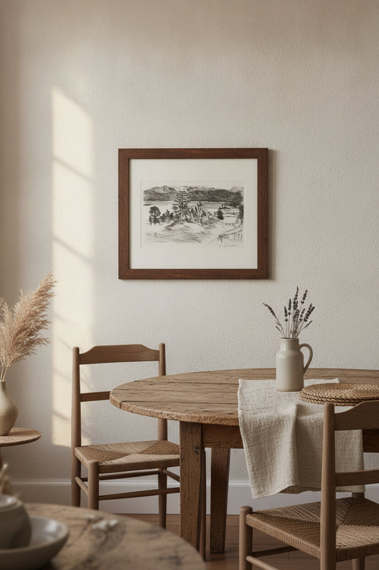 Grosse Walchenseelandschaft (Large Walchen Sea Landscape) — framed art in a styled interior