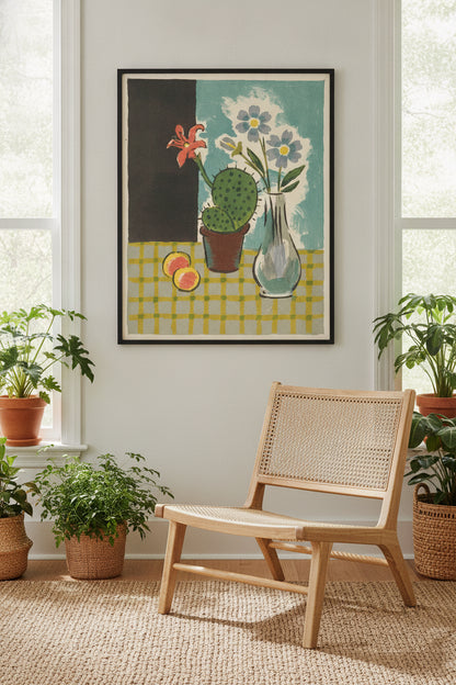 Still Life with Cactus — framed art in a styled interior
