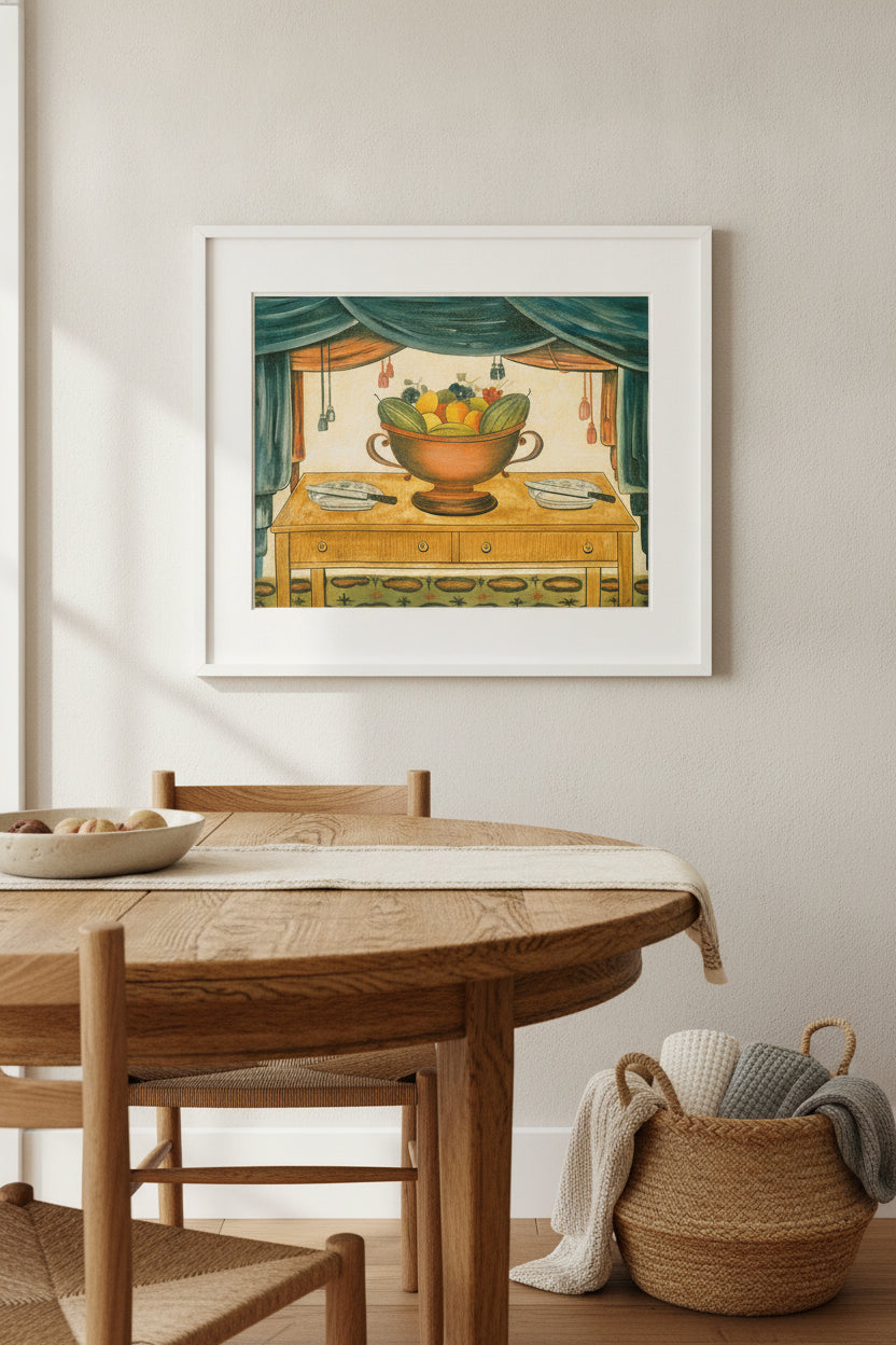 Bowl of Fruit — framed art in a styled interior