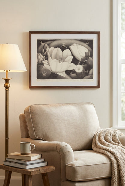 Cactus Flowers — framed art in a styled interior