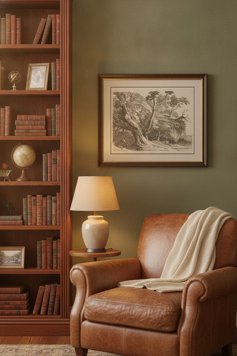 Landscape with Large Trees — framed art in a styled interior