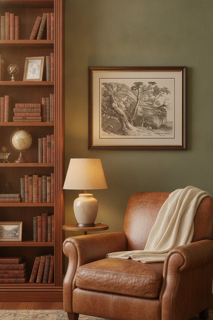 Landscape with Large Trees — framed art in a styled interior