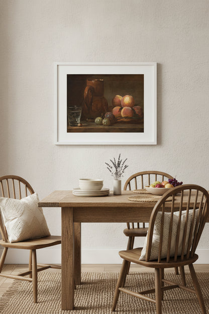 Fruit, Jug, and a Glass — framed art in a styled interior