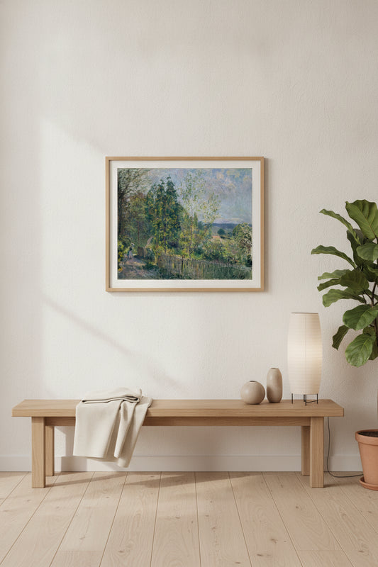 The Road in the Woods — framed art in a styled interior