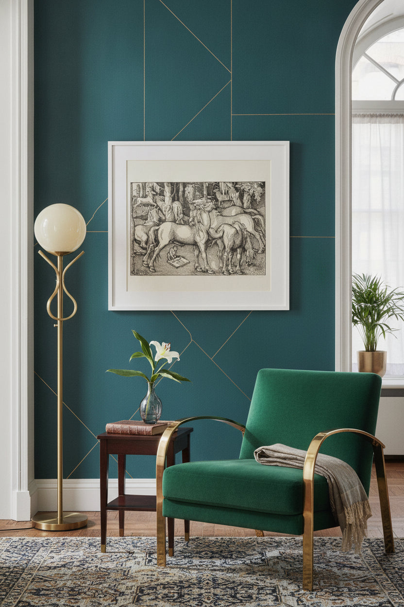 Group of Seven Horses — framed art in a styled interior