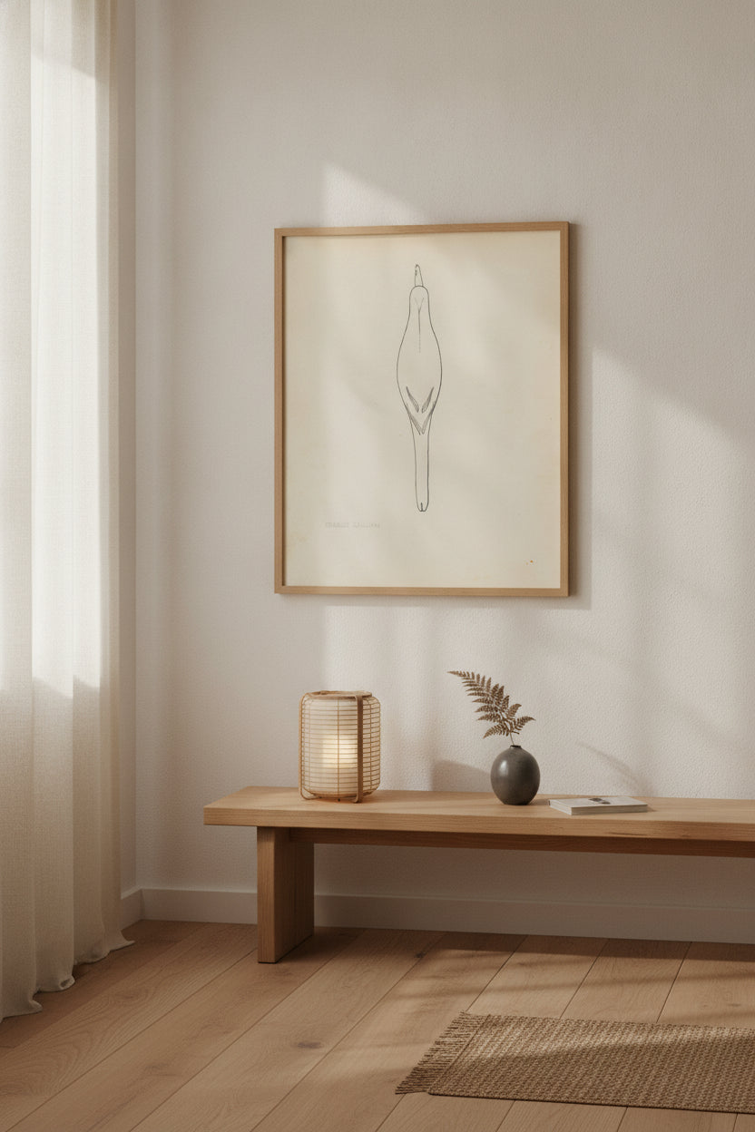 Decoy (Red-Wing Black Bird) — framed art in a styled interior