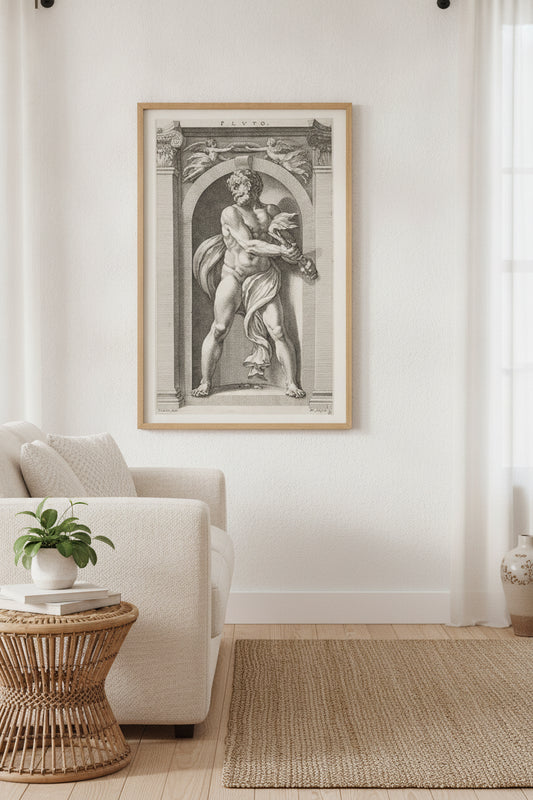 Pluto — framed art in a styled interior