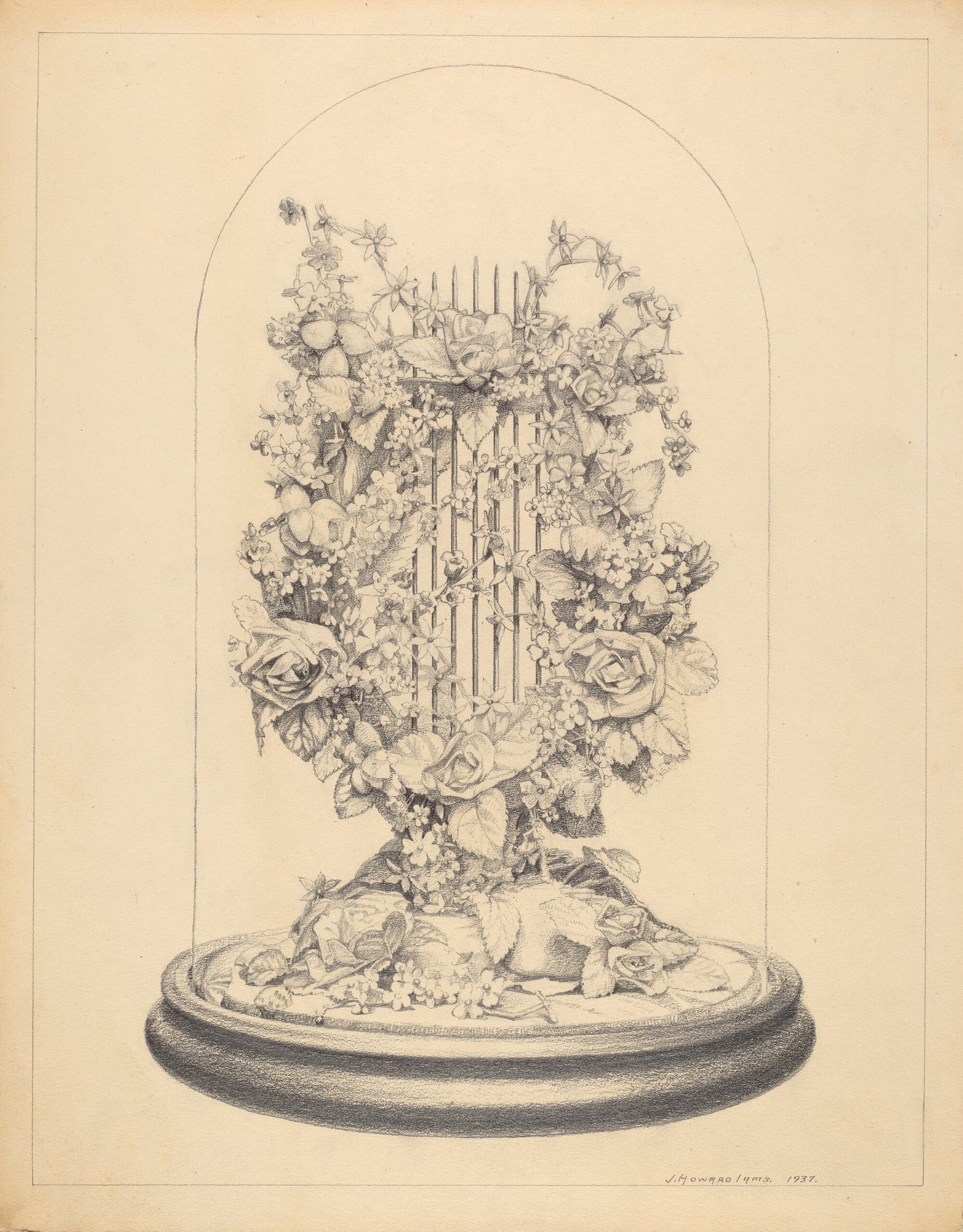 Glass Globe - Wax Flowers