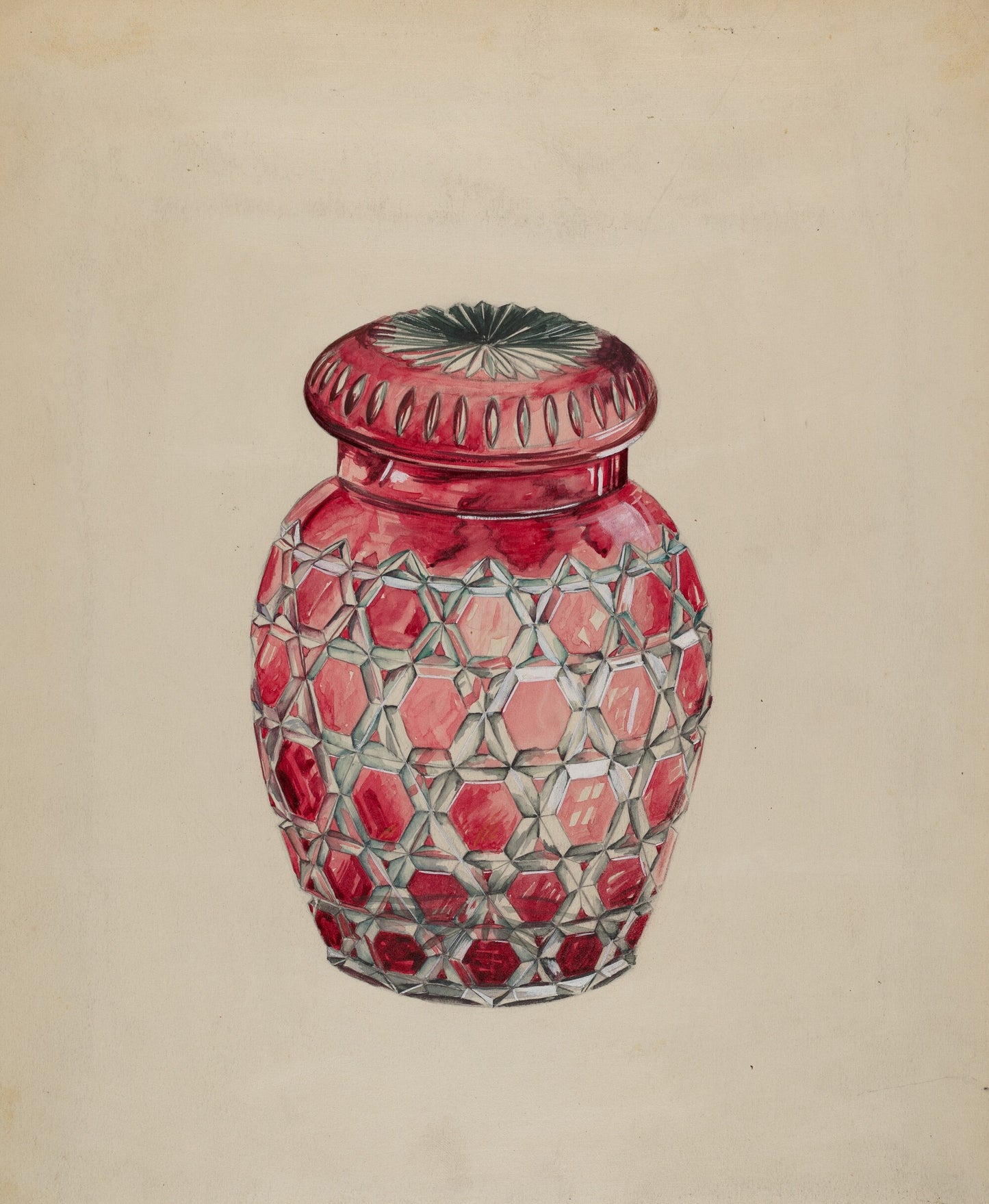 Ruby Case Glass Rose Jar