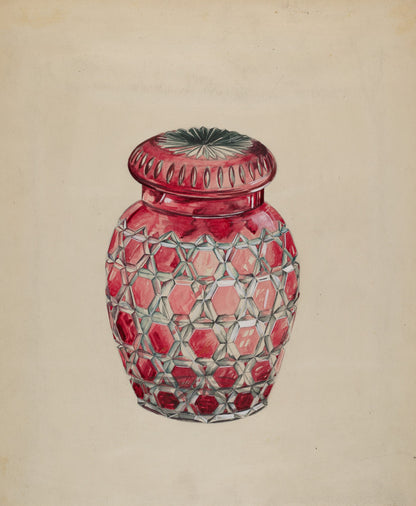 Ruby Case Glass Rose Jar