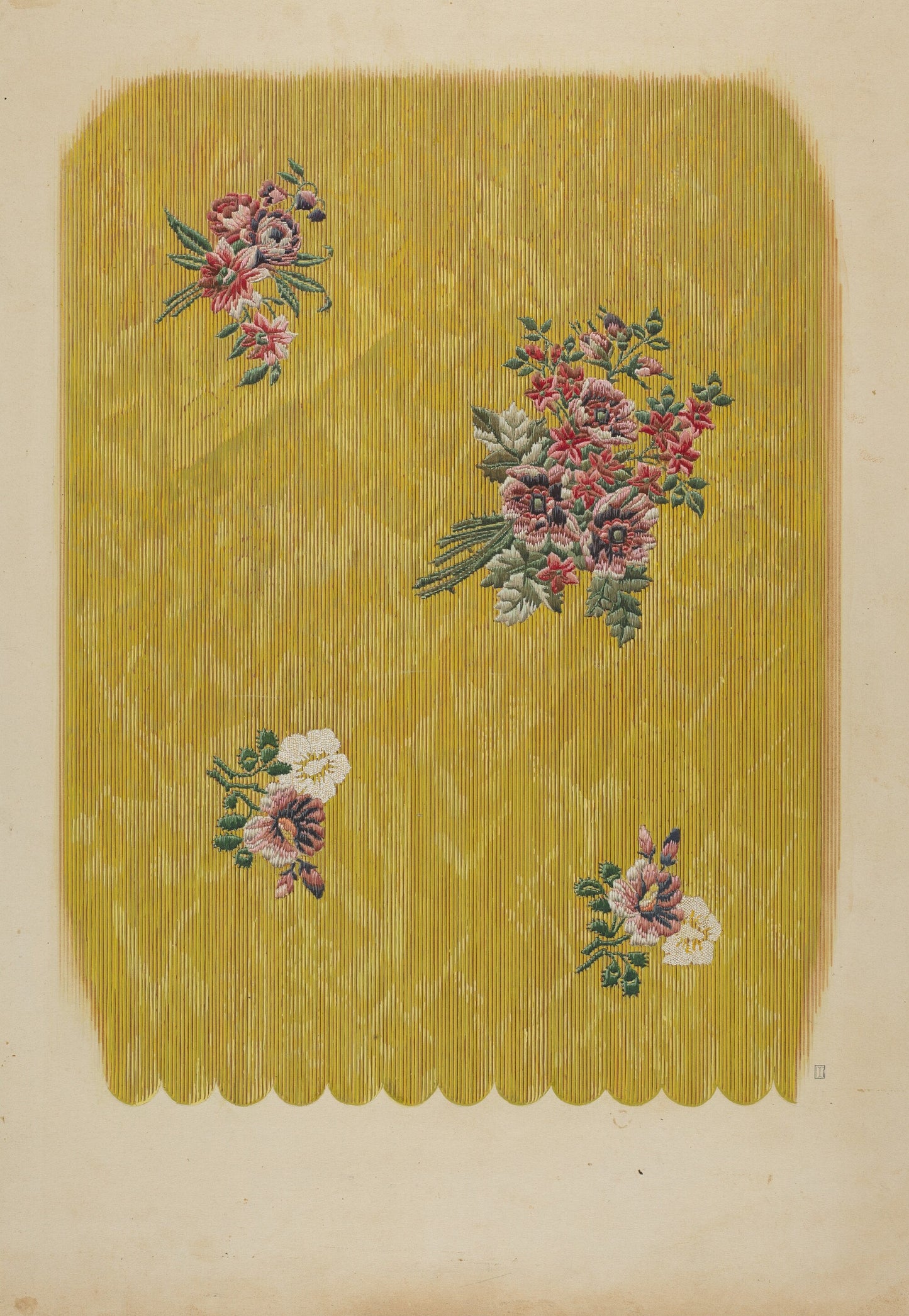 Silk with Embroidered Flowers