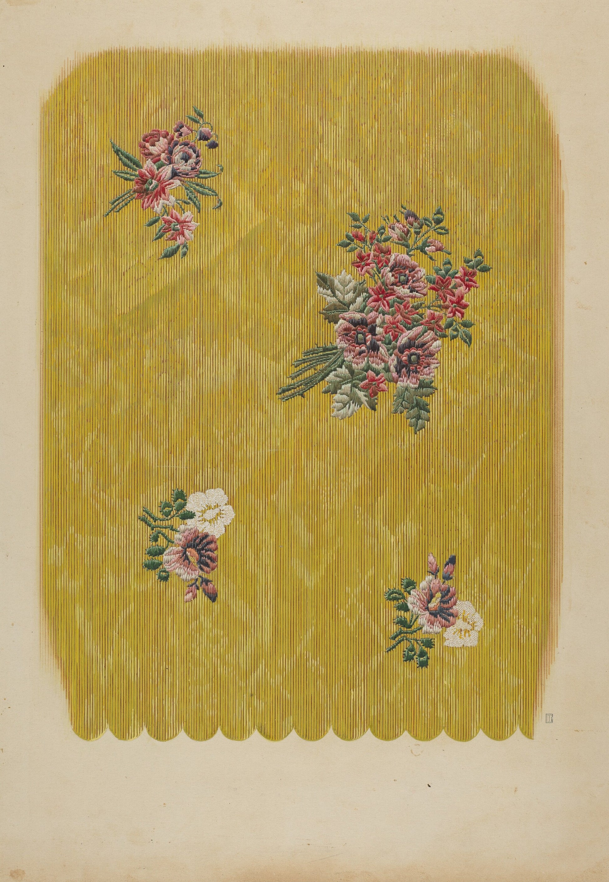 Silk with Embroidered Flowers