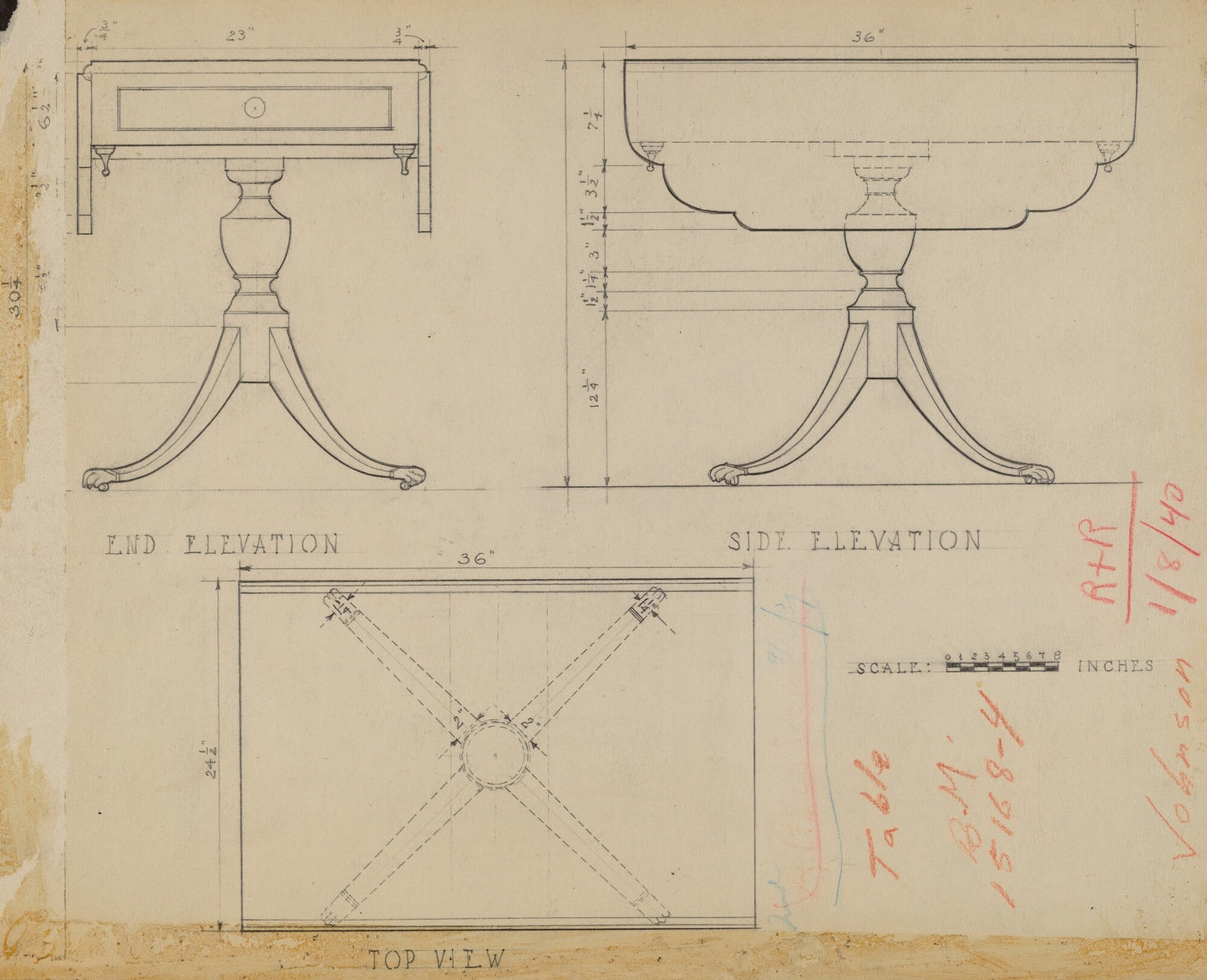 Drop Leaf, Pedestal Table