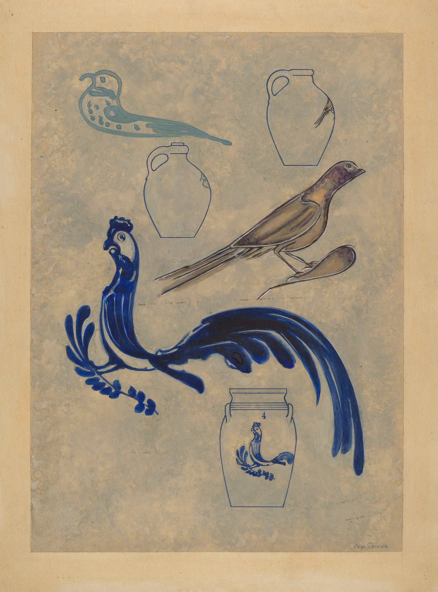 Bird Decorations on Stoneware