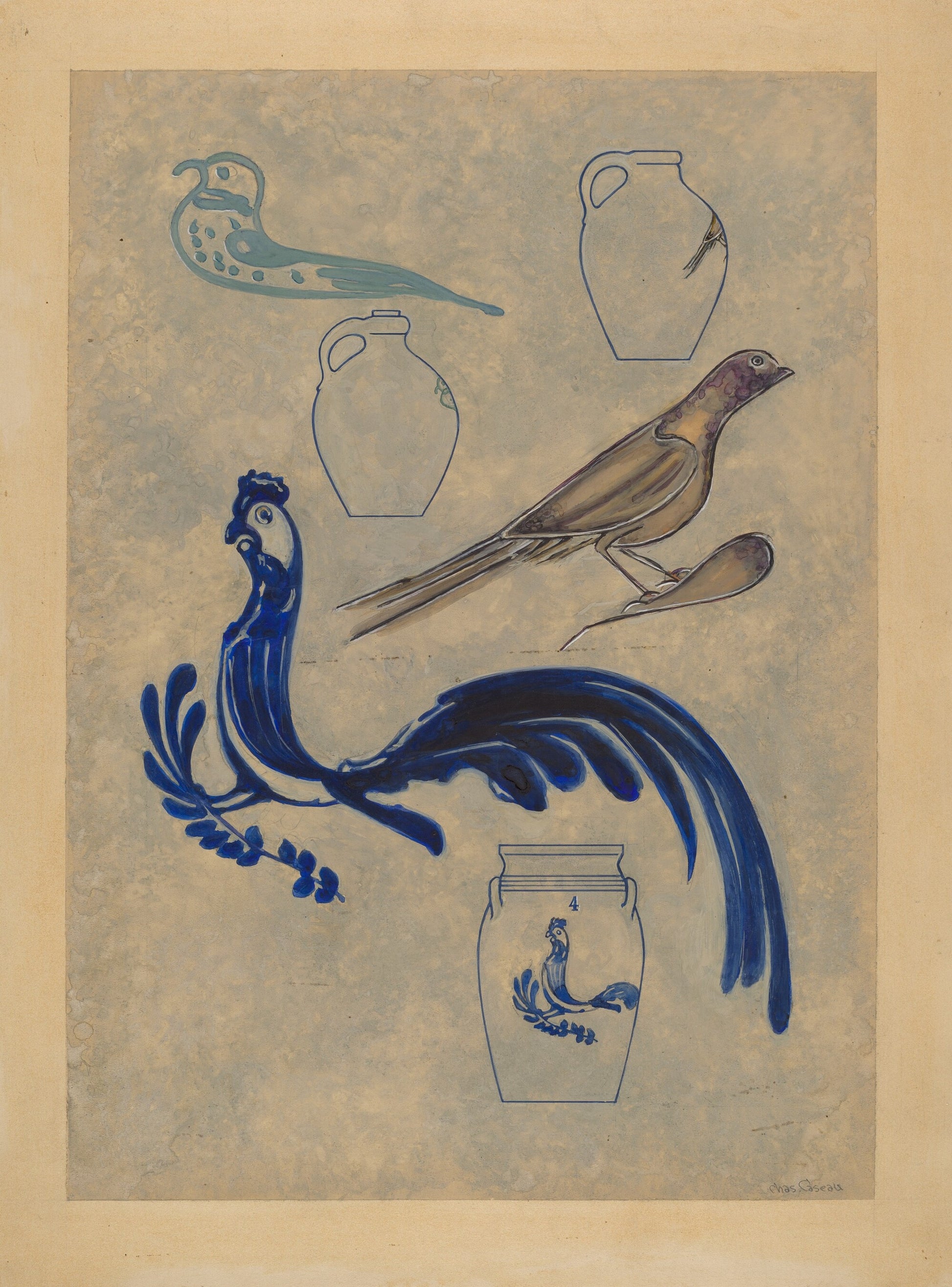 Bird Decorations on Stoneware