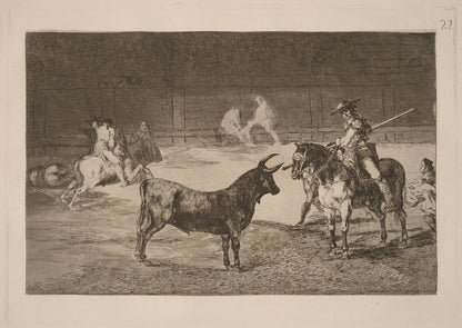 El celebre Fernando del Toro, barilarguero, obligando a la fiera con su garrocha (The celebrated Picador, Fernando del Toro, Draws the Fierce Beast on with His Pique)