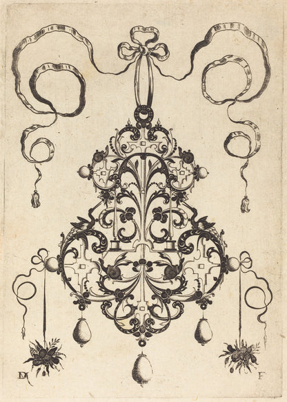 Large Pendant, Lower Left and Right Two Bunches of Grass and Fruit