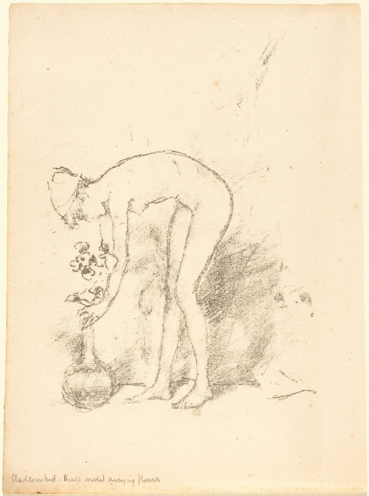 A Nude Model Arranging Flowers