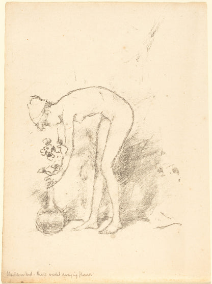 A Nude Model Arranging Flowers