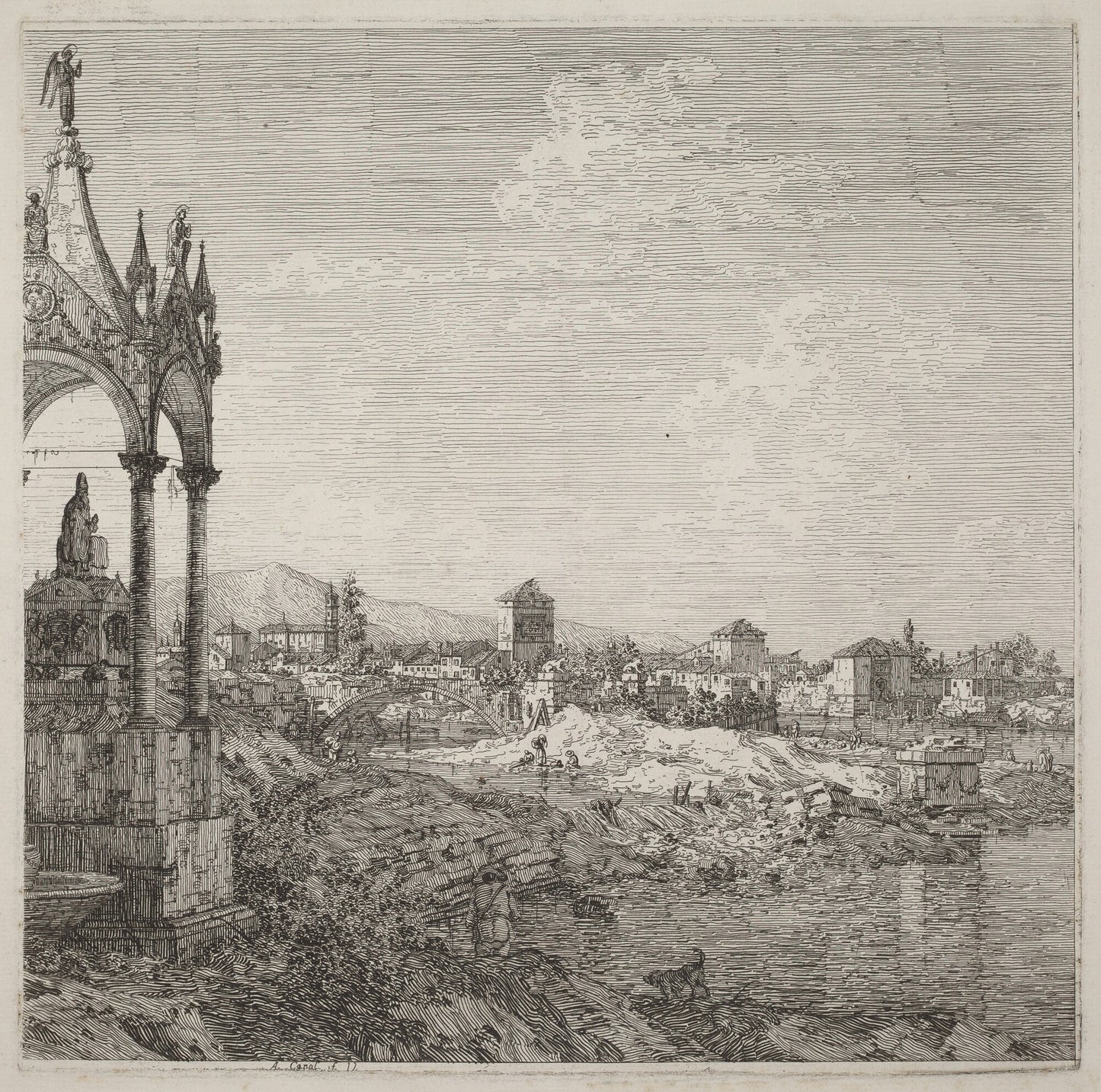 View of a Town with a Bishop's Tomb