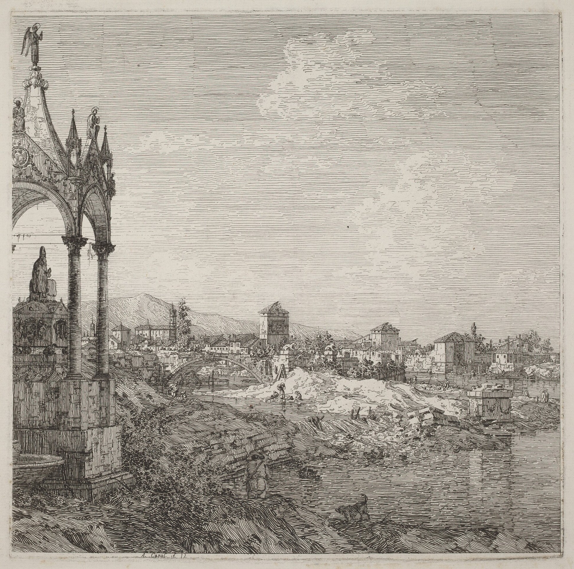 View of a Town with a Bishop's Tomb