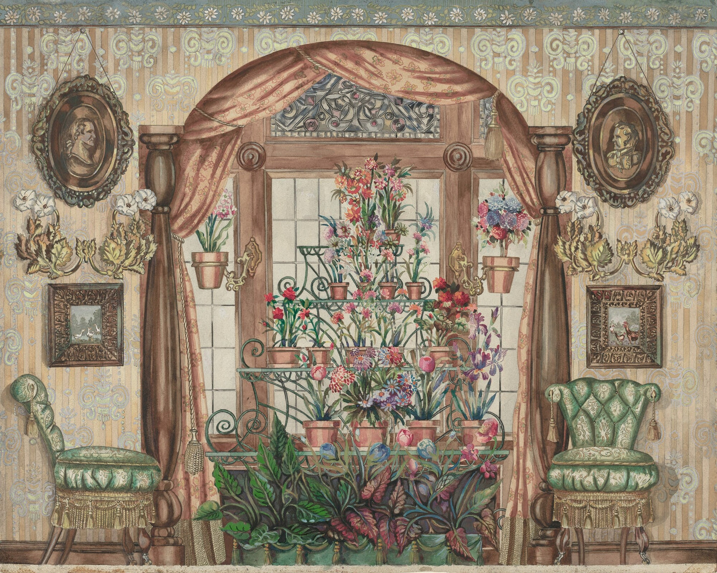Conservatory Window with Flowers