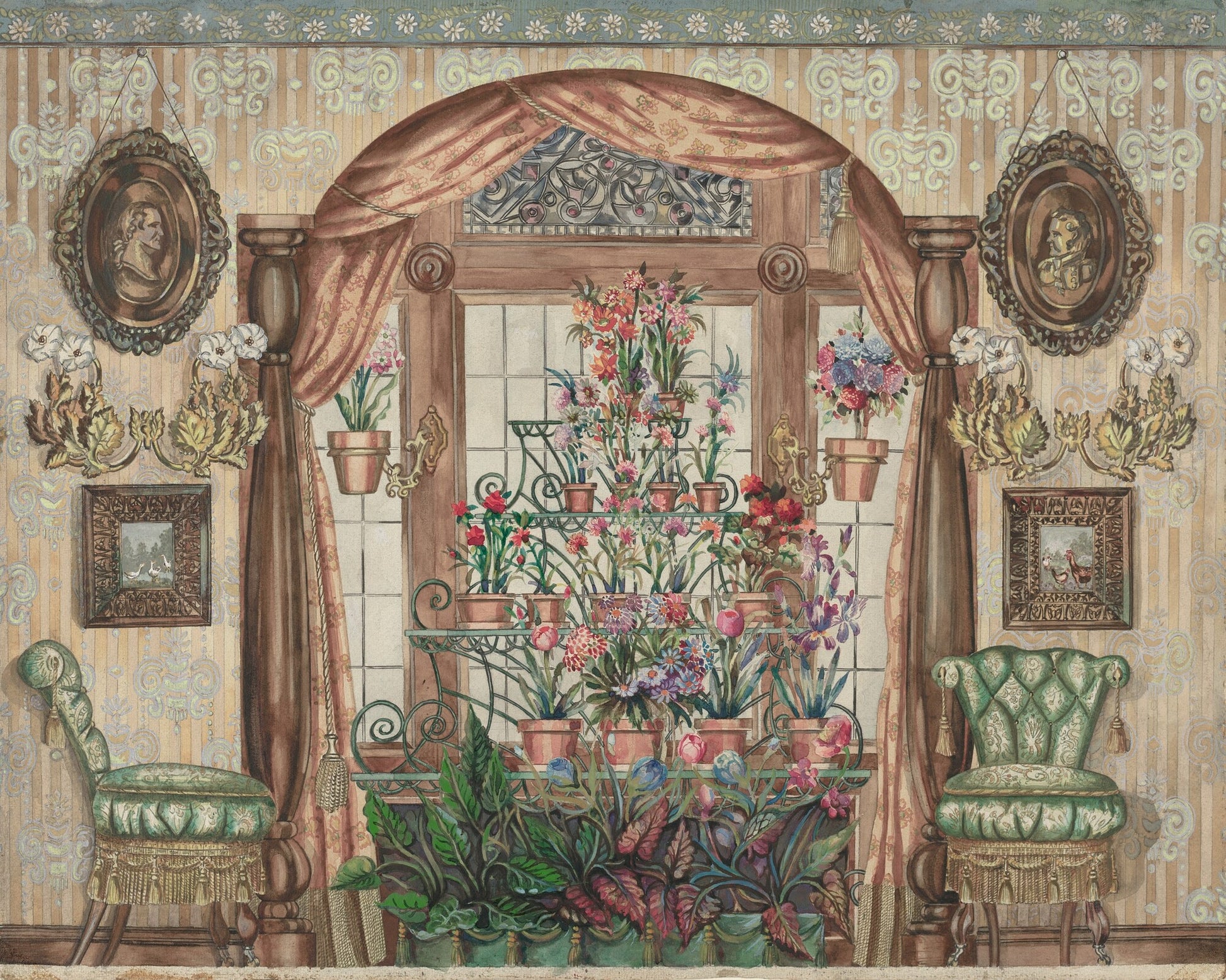 Conservatory Window with Flowers