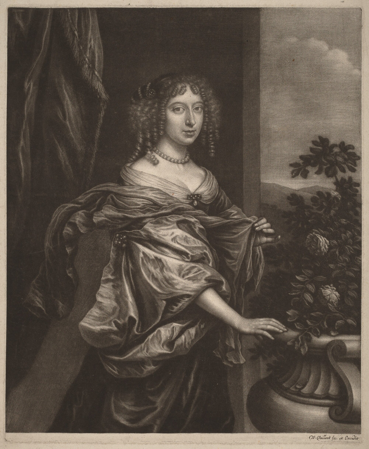Portrait of a Lady beside a Rose Bush