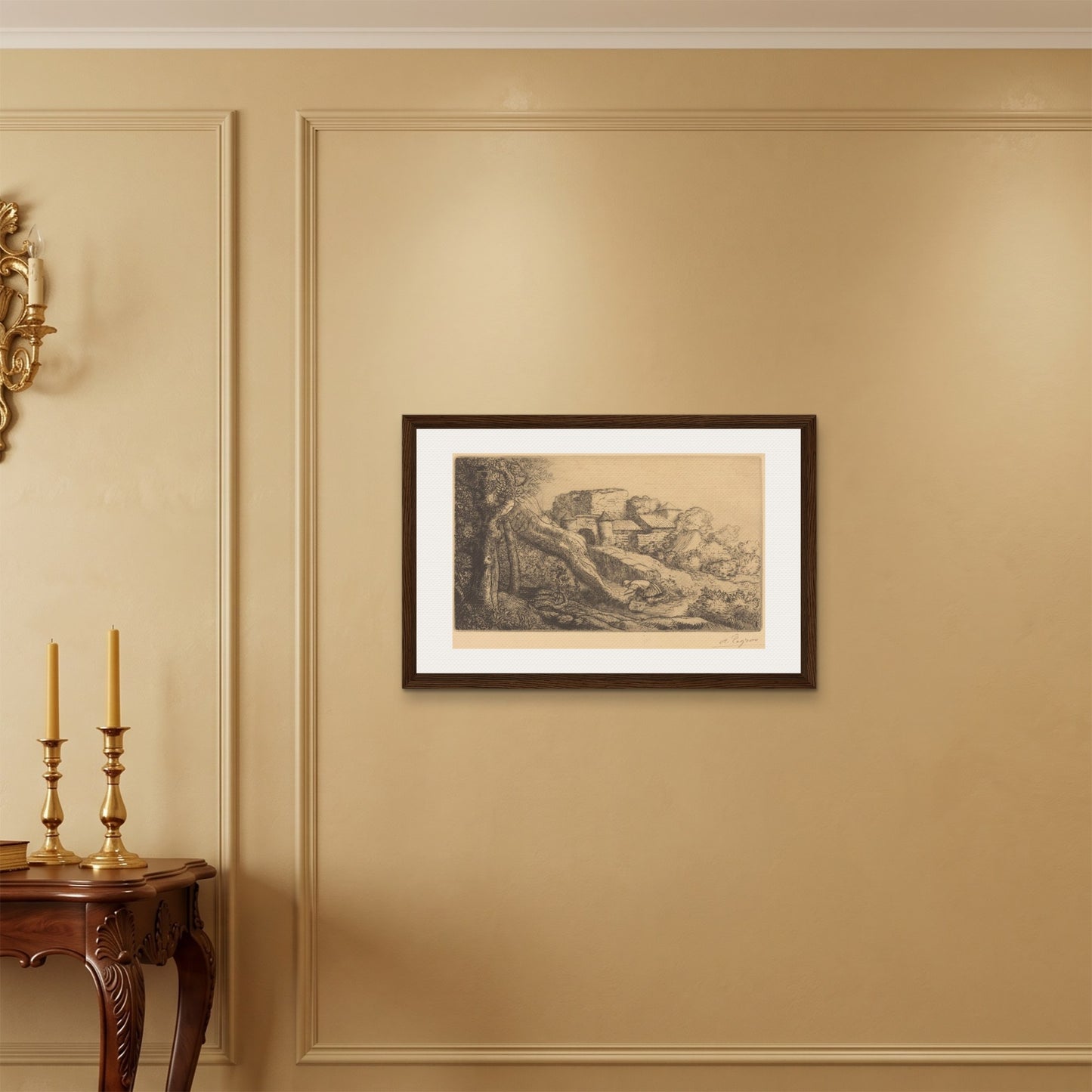 Orlonzo - FRAMED CANVAS DARK WOOD 7550cm3020 ROOM