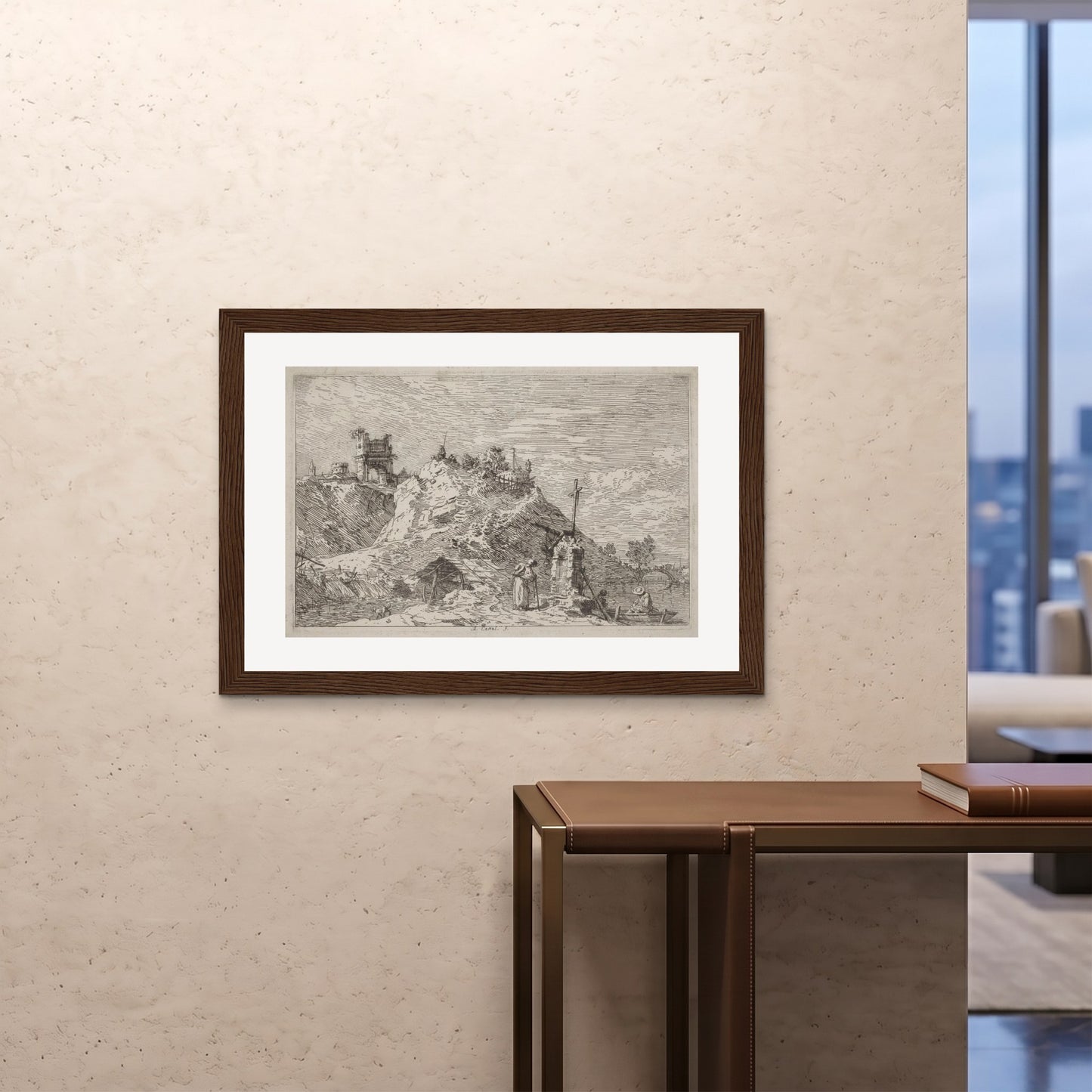 Orlonzo - FRAMED PRINT DARK WOOD 10070cm4028 ROOM