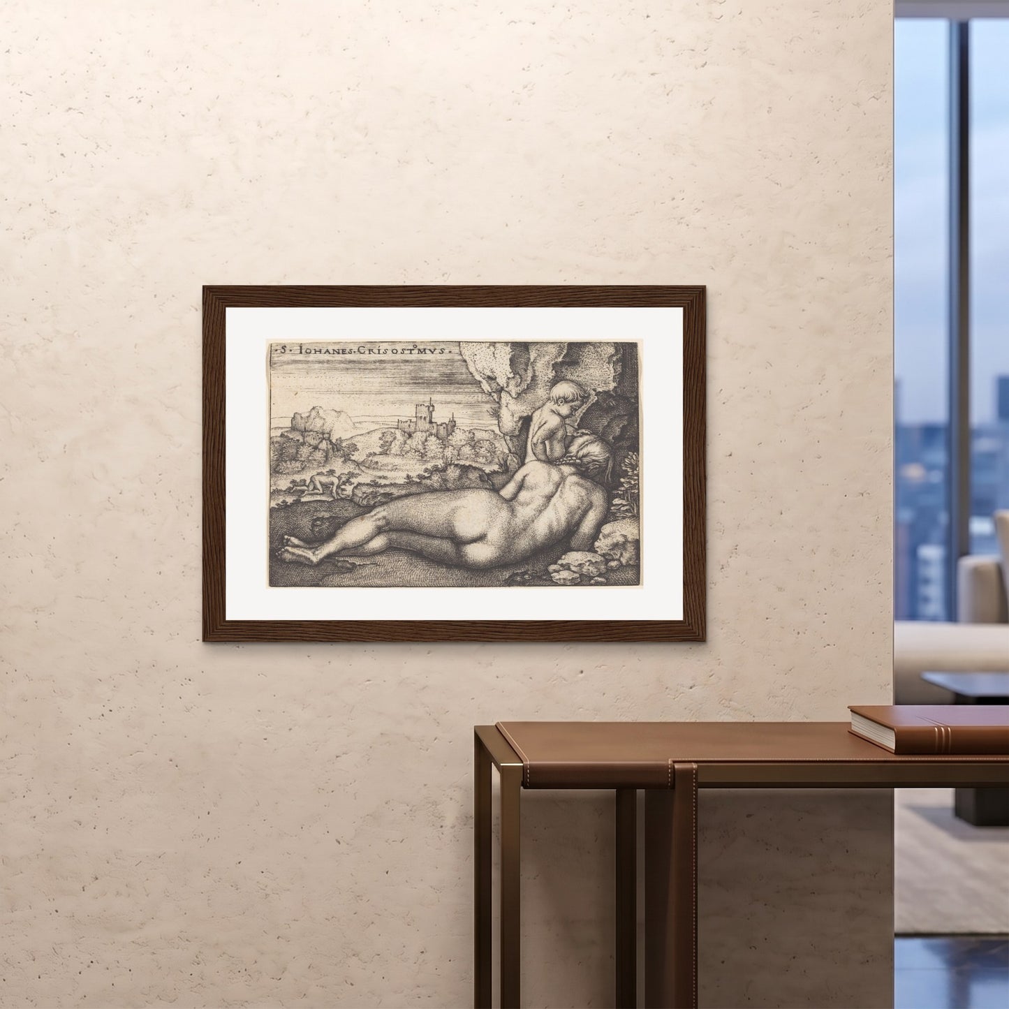 Orlonzo - FRAMED PRINT DARK WOOD 10070cm4028 ROOM