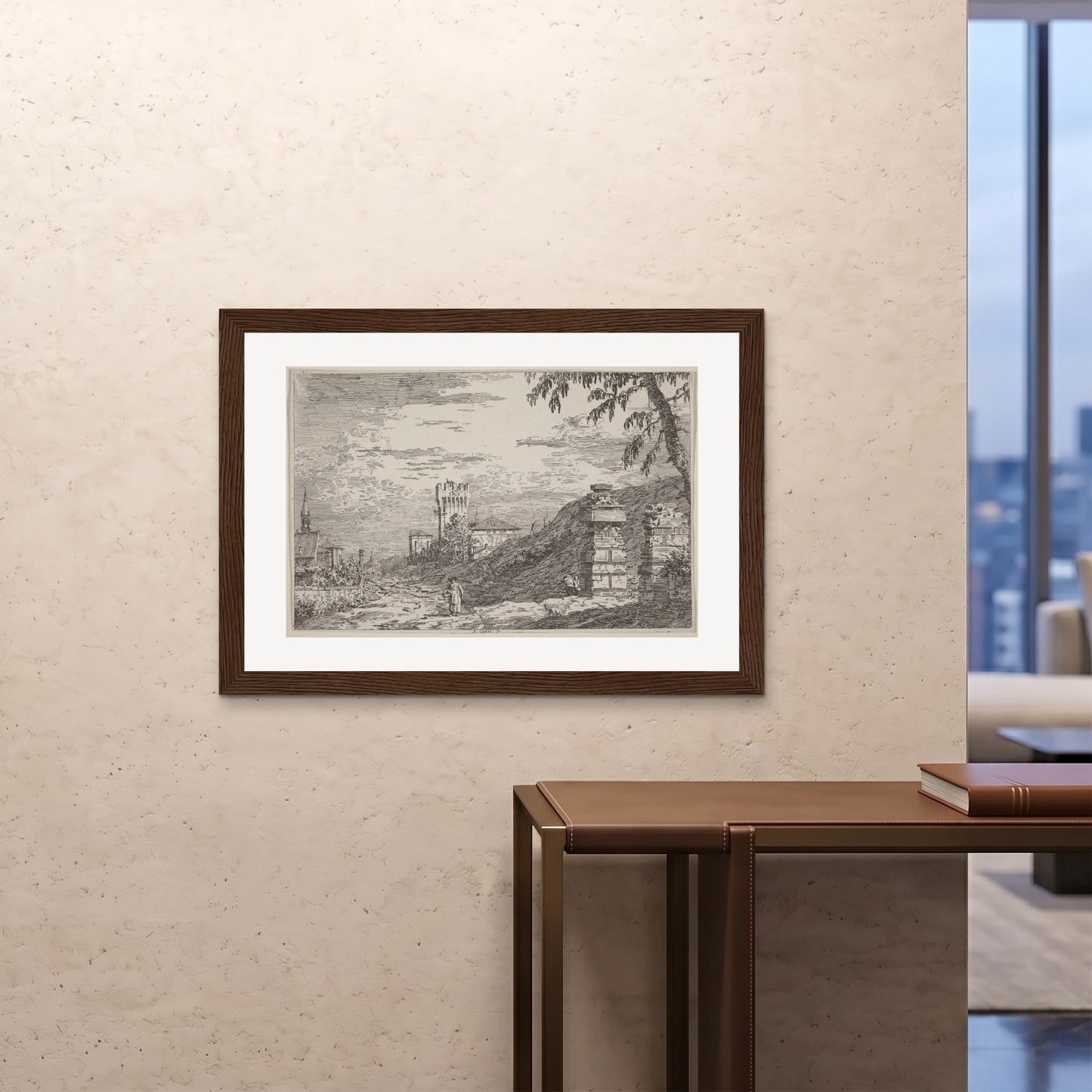 Orlonzo - FRAMED PRINT DARK WOOD 10070cm4028 ROOM