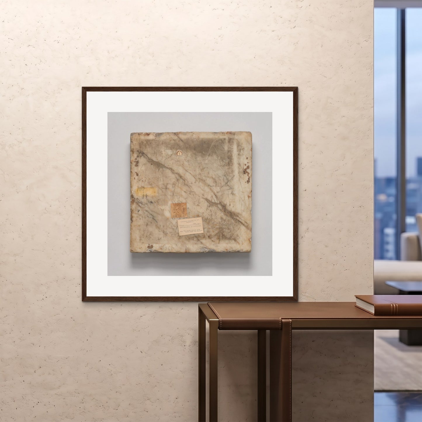 Orlonzo - FRAMED PRINT DARK WOOD 100x100cm40x40 ROOM