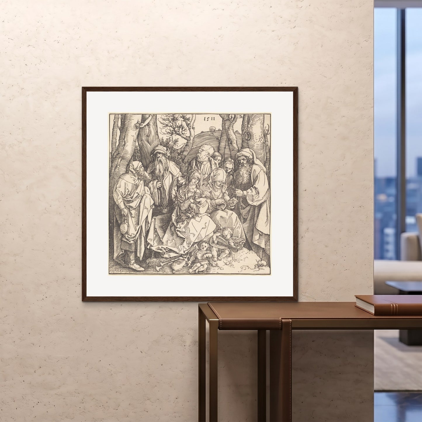 Orlonzo - FRAMED PRINT DARK WOOD 100x100cm40x40 ROOM