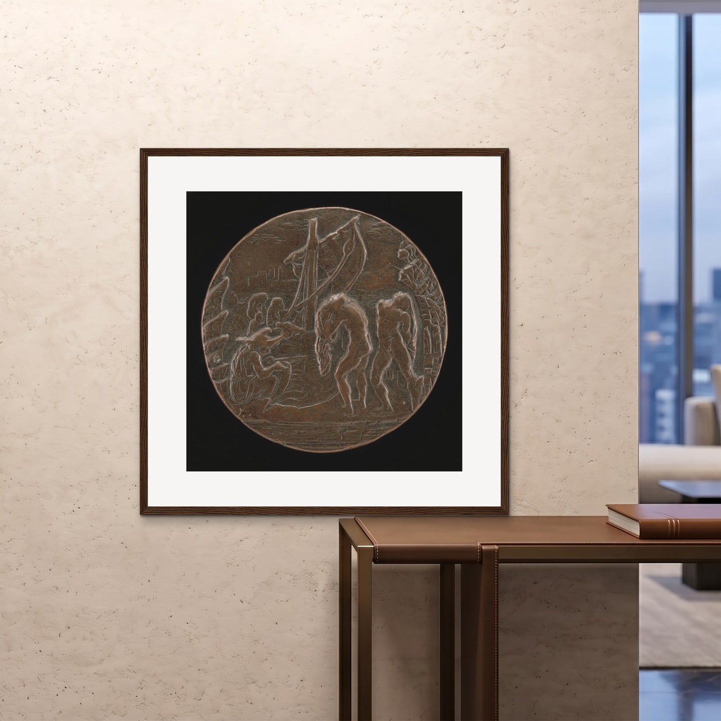 Orlonzo - FRAMED PRINT DARK WOOD 100x100cm40x40 ROOM